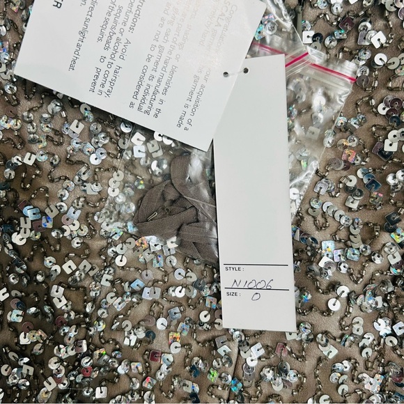 NWT Scala Silver Sequin Strapless Mini Dress Size 0 - Picture 9 of 10